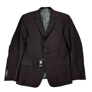 Armani Exchange Mens Slim Fit Wool Windowpane Suit Jacket Brown Black 42R